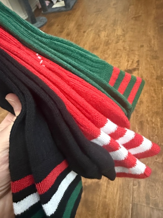 adidas Black Crew Socks with Red, White & Green Stripes - Picture 14 of 14